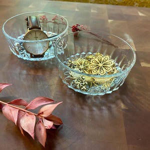 VTG Arcoroc France Starbust Cut Glass Bowls x4
