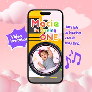 Coco Birthday Party Video Invitation for Girls Animated Pink Birthday Digital Invitation Background Music Child&#39;s Photo Party Favors