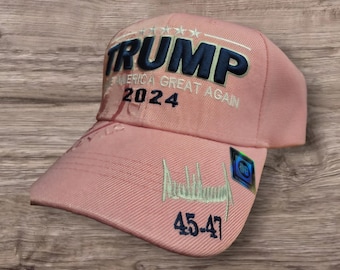 TRUMP 2024 Hat, Embroidered MAGA Pink Cap