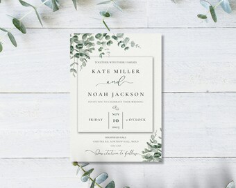 Wedding Invitation / Save the Date Invite / Botanical Save the Dates / Eucalyptus Wedding Save the Date