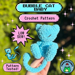 Bubble Cat Baby Crochet Pattern: Amigurumi Tutorial (PDF Digital Download in English)