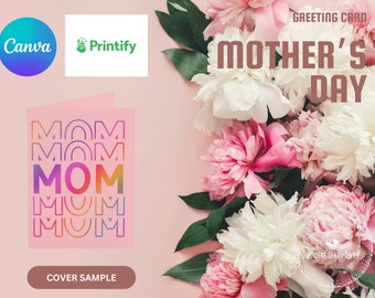 Mother's Day Card - Mom Repeated in Colorful Letters - Poem Inside