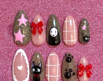 anime ghibli inspired press on nails