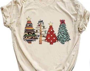 Buffalo Rutig julgrans-t-shirt, God jul leopardmönstrad skjorta, God julgrans-t-shirt, julklapp, julgransskjorta