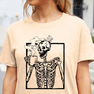 Skeleton Drinking Coffee Shirt, Skeleton Shirt, Funny Halloween T shirt, Skeleton Coffee Lover Shirts