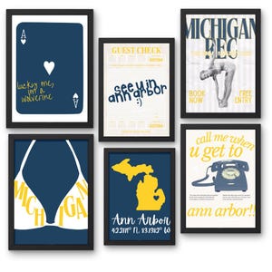 University of Michigan Dorm Prints, Set of 12 Bundle, UMich Wall Print, Go Blue, College, Apartment, Dorm, Poster, Digital Download
