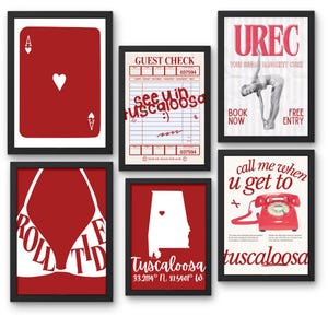 University of Alabama Dorm Prints, Set of 12 Bundle, Bama Wall Print, Roll Tide, Crimson, College, Apartment, Dorm, Poster, Digital Download