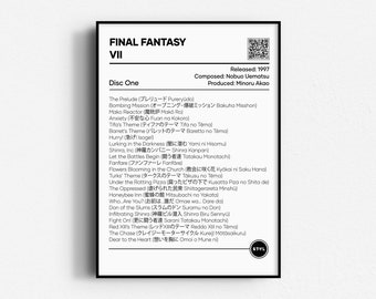 Final Fantasy VII Soundtrack Poster, Disc One, Video Game, Wall Art, UNFRAMED