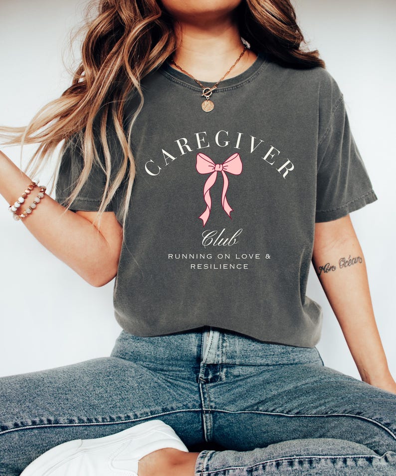Caregiver Shirt, Caregiver Club Tee, Family Caregiver Gift, Special Needs Parent Shirt, Medical Mom Gift, Running on Love & Resilience Pepper