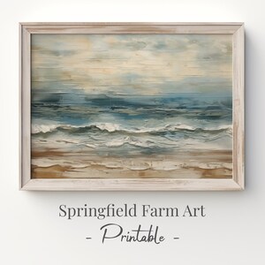 Printable Ocean Scene, Seascape Oil Painting, Nautical Ocean Art Print, Farmhouse Wall Art Digital Download | SFA141
