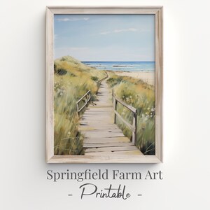Printable Beach Boardwalk, Coastal Landscape Portrait Print, Country Landscape Art Print, Farmhouse Wall Art Digital Download | SFA173