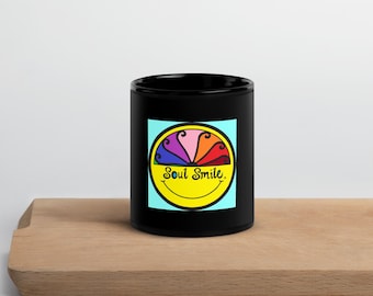 Soul Smile® -  Black Glossy Mug.     A movement to spread soul-deep joy one cup at a time!