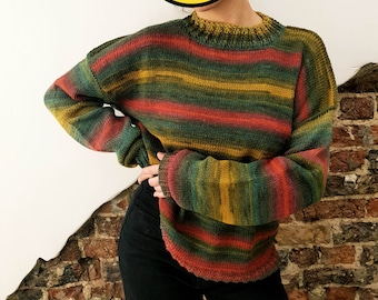 Rainbow Knitwear Handmade Jumper Wool Sweater Multicolour