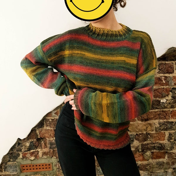 Rainbow Knitwear Handmade Jumper Wool Sweater Multicolour