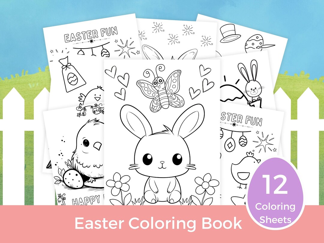 Easter Coloring Pages for Kids, 12 Printable Easter Activities (digital ...