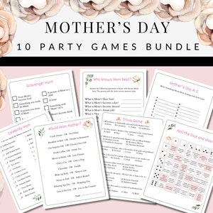 Mother&#39;s Day Game Bundle, Mother&#39;s Day Printable Game, Mother&#39;s Day Party Game, Mothers Day Party, Mother&#39;s Day Brunch Ideas, Games for Mom