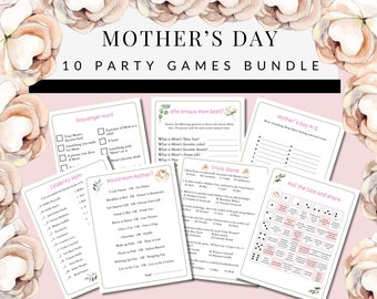 Mother's Day Printable Game Bundle, 10 Party Games (PDF)