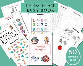 Preschool Busy Book Printable, Kids Learning Activities (PDF)