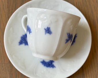 Vintage Blue and White Teacup and Saucer