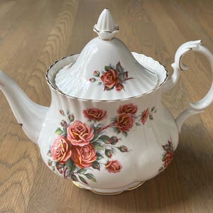 Vintage Royal Albert Centennial Rose Bone ChinaTeapot England - some damage sold as-is