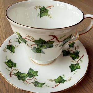 Vintage Colclough Ivy Leaf Bone China Green and White Teacup England