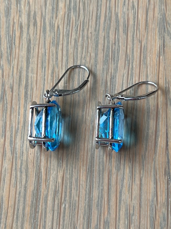 Vintage Blue Topaz Sterling Silver Earrings - image 3