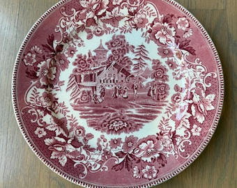Vintage-plate-villeroy and Boch-red and White-mettlacher