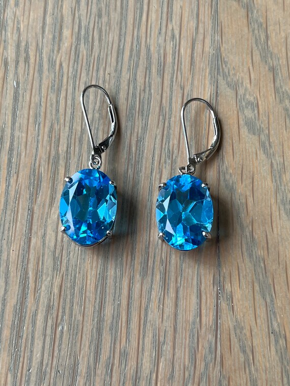 Vintage Blue Topaz Sterling Silver Earrings - image 1