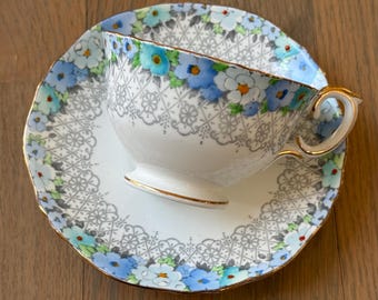 Vintage Crown Staffordshire Teacup and Saucer England