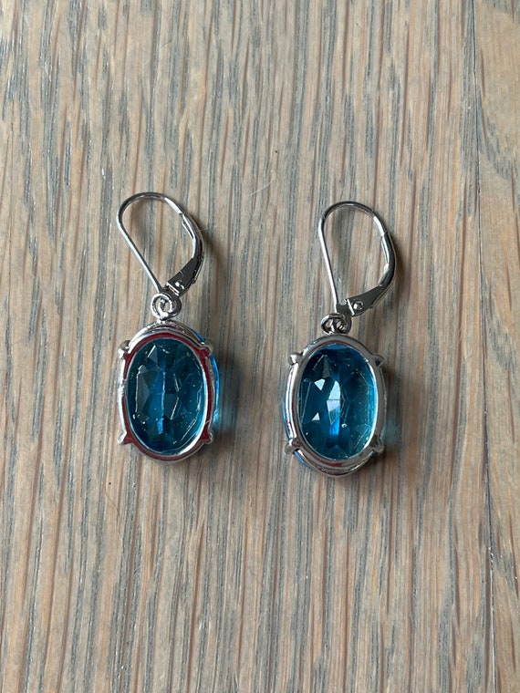 Vintage Blue Topaz Sterling Silver Earrings - image 2