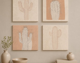 Boho Cactus Prints (Set of 4 or Single) – Minimalist Desert Wall Art