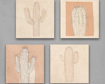 Boho Cactus Print Set – Minimalist Desert Wall Art