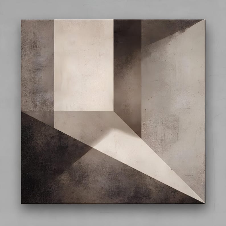 Neutral Abstract Wall Art Set: Modern Geometric Prints in Beige 4XB737 ...