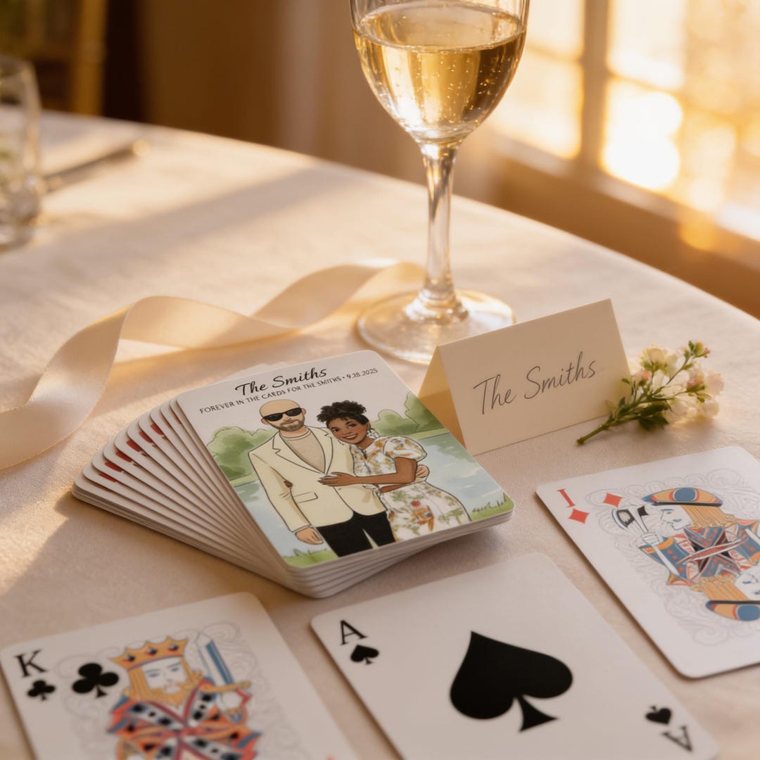Custom Watercolor Playing Cards – Personalized Photo Deck, Wedding ...