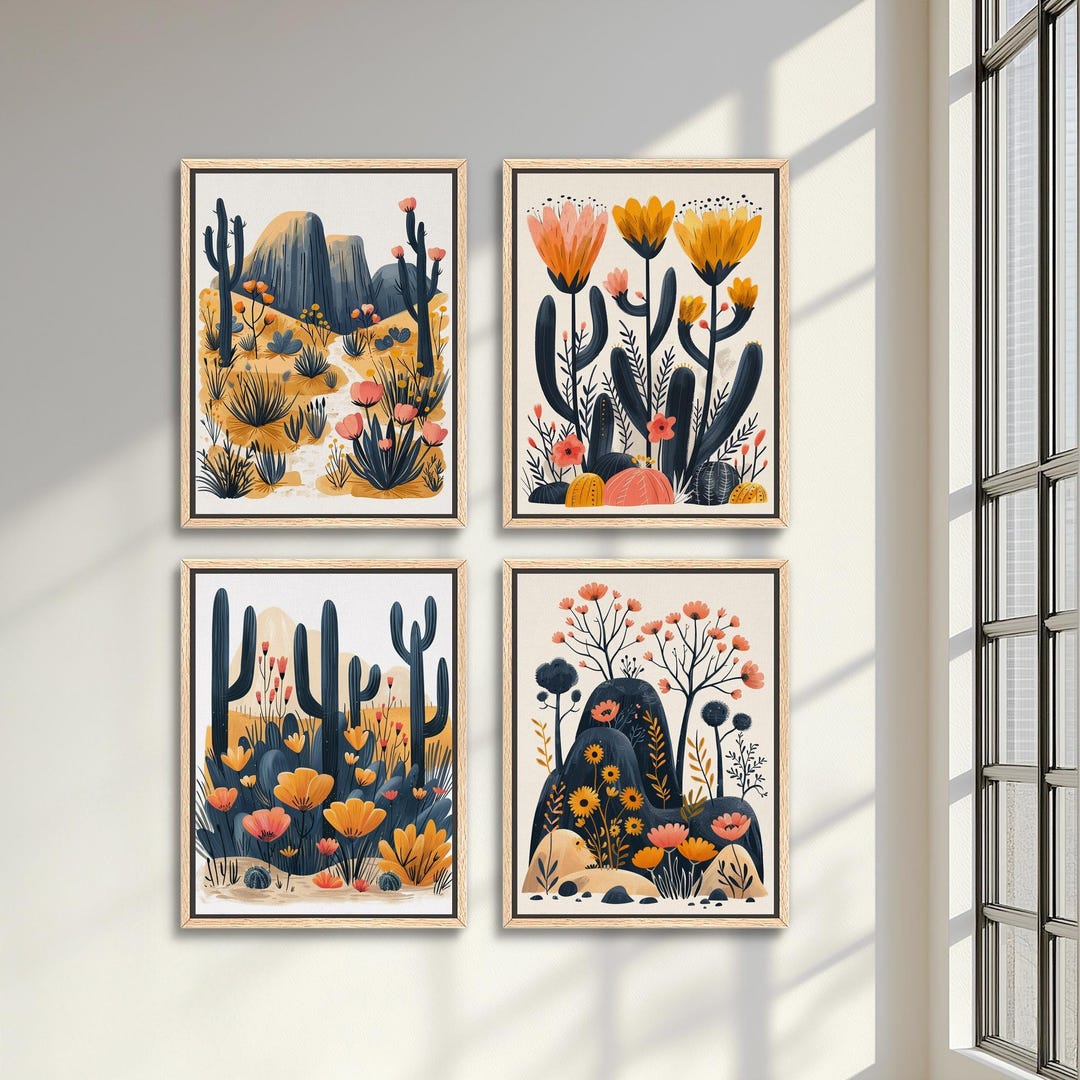 Desert Cactus Art Prints Set – Boho Southwestern Decor 4XC051 - Etsy
