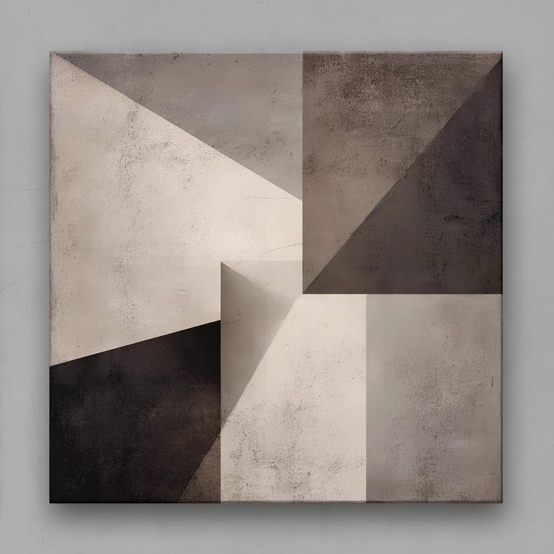 Neutral Abstract Wall Art Set: Modern Geometric Prints in Beige 4XB737 ...