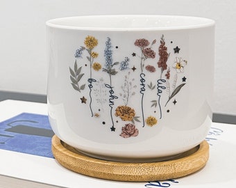 Pot de fleur personnalisé pour le mois de naissance, pot de fleur d'extérieur, cadeau pour les amateurs de jardinage, fleurs de naissance pour maman, cadeau pour la fête des mères, cadeau pour grand-mère