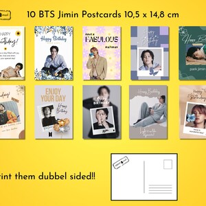 BTS Jimin Geburtstagspostkarten (10er-Bündel) | Druckbare Karten für ARMEE | Digitale Datei