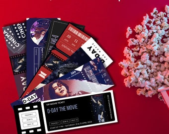 BTS D-DAY der Film Kinokarten | 7 Designs | Bearbeiten, herunterladen und drucken | Passende Armbänder mit kostenlosen Fotokarten sind ebenfalls erhältlich!