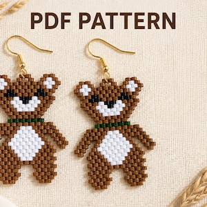 Bear Bead Pattern PDF, Brick Stitch Chart with Miyuki Delica 11/0