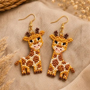 Patroon voor giraffeoorbellen (PDF), handleiding voor de Miyuki Delica Brick Stitch