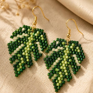 Digitale Perlenvorlage für Monstera-Blatt-Ohrringe, Brick Stitch PDF