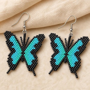 Modèle de perles papillon (PDF) | Tutoriel Miyuki pour boucles d'oreilles au point brique