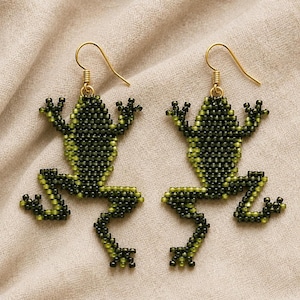 Frog Earring Pattern, Brick Stitch PDF for Seed Beads