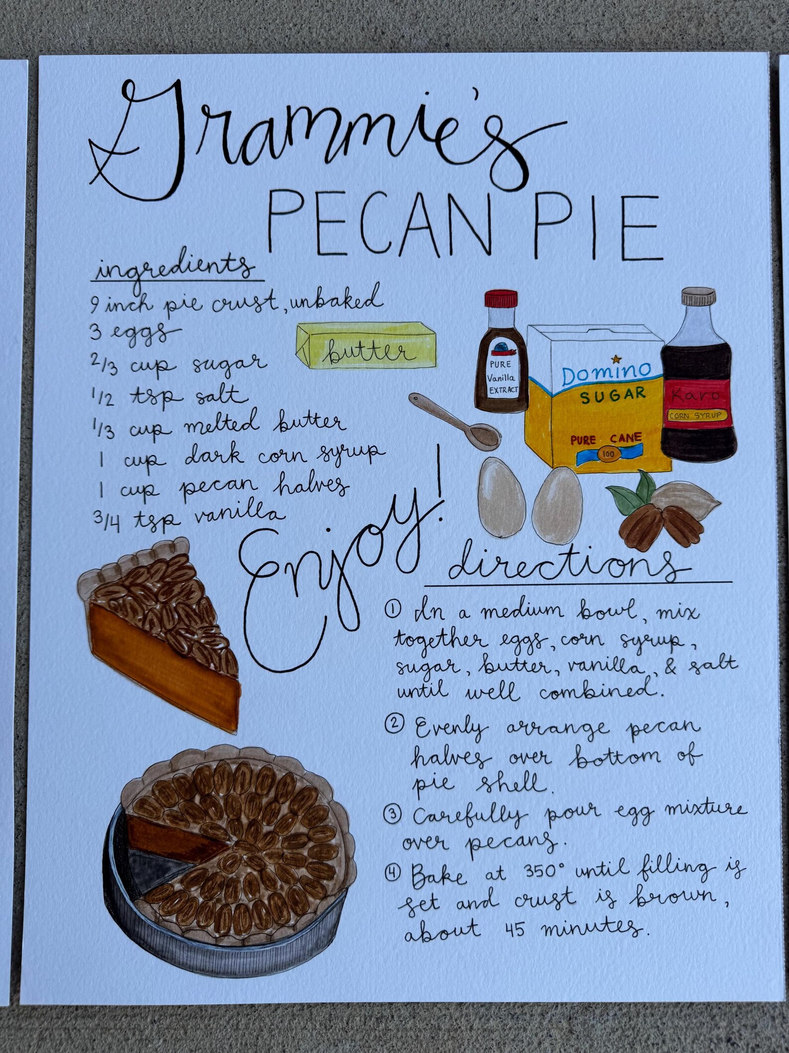 Custom Hand Lettered / Illustrated Recipe - Etsy