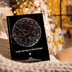 Mappa stellare personalizzata, stelle la notte in cui ci siamo incontrati - regalo di Natale unico, mappa stellare per data regalo di anniversario, stampa del cielo notturno regalo personalizzato