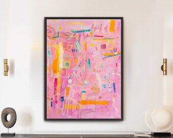 Abstract Canvas Wall Art | Pastel Abstract Art | Mid Century Modern Original Art Print | Large Oil Painting Oversize Framed Abstract Art