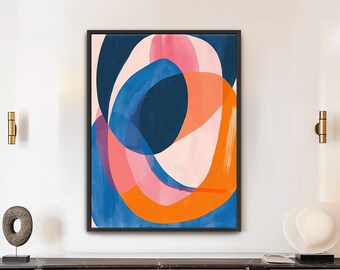 Pastel Abstract Canvas Wall Art (4 of 4) | Mid Century Modern Original Art Print | Large Oil Painting Oversize Framed Abstract Art