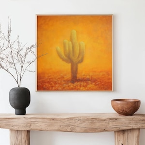 Decorazione murale con cactus del deserto, stampa a olio di paesaggio western, decorazione murale californiana, decorazione da cowboy, grande decorazione murale Joshua Tree Texas Rodeo 1142