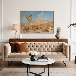 Pittura a olio del paesaggio del deserto della California, stampa artistica del cactus di Sonoran Arizona, decorazione della parete della Galleria delle montagne neutre GA656